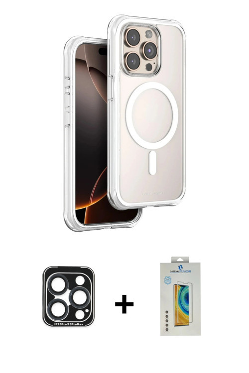 iPhone 15 Pro Max Kılıf Zirve Klasik Prime - Siyah Polymer Nano Ekran Koruyucu + Lacivert PVD M