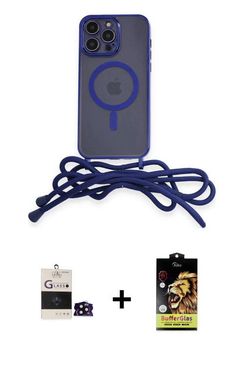 ieg™ iPhone 14 Pro Max Kılıf Eksen Özel Seri - Siyah Buffer Cam Ekran Koruyucu + Siyah Bilvis Titan