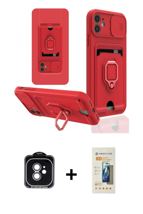 ieg™ iPhone 11 Kılıf Vadi Form Prime - Siyah 6D Mat Seramik Hayalet Nano Ekran Koruyucu + Yeşil PVD