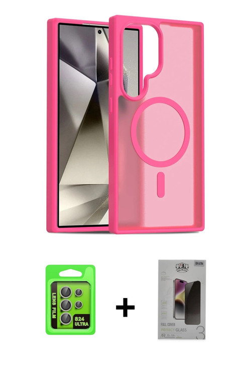 ieg™ Galaxy S24 Ultra Kılıf Siluet Minimal Prime - Siyah Bilvis Hayalet Cam Ekran Koruyucu + Gri Raz
