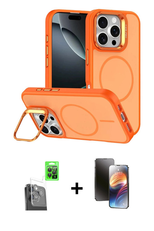 ieg™ iPhone 16 Pro Max Kılıf Çekirdek Klasik - Siyah 3D Antistatik Mat Seramik Nano Ekran Koruyucu +