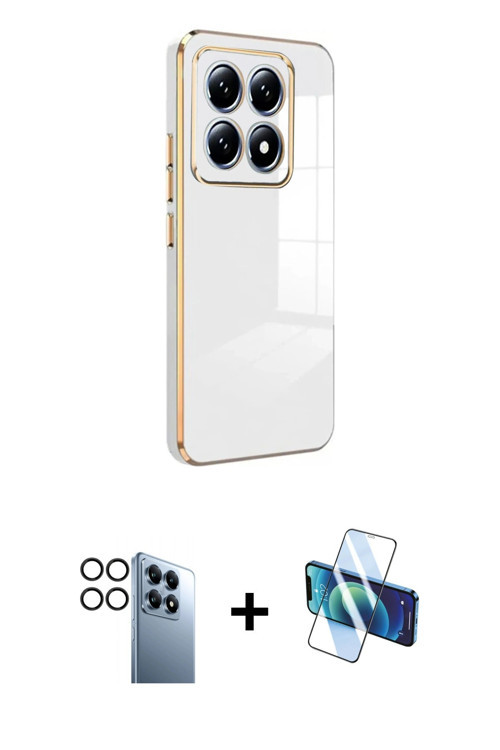 ieg™ Mi 14T Pro Kılıf Yankı Serisi - Siyah 3D Antistatik Cam Ekran Koruyucu + Siyah PVD Metal Kamera