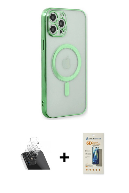 ieg™ iPhone 12 Pro Kılıf Doruk Minimal - Siyah 6D Mat Seramik Hayalet Nano Ekran Koruyucu + Şeffaf K