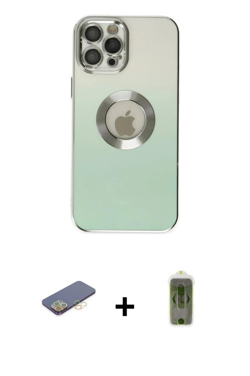 ieg™ iPhone 12 Pro Max Kılıf Kutup Yansıma Özel Seri - Siyah Joko Magic 5D Hayalet Cam + Sarı Renkli
