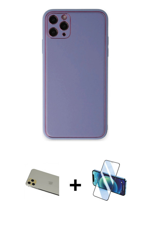 ieg™ iPhone 11 Pro Max Kılıf Yadigar Klasik - Siyah 3D Antistatik Seramik Nano Ekran Koruyucu + Gold