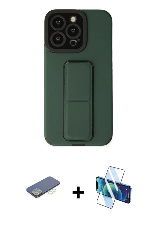 ieg™ iPhone 13 Pro Kılıf Çekirdek Yansıma - Siyah 3D Antistatik Seramik Nano Ekran Koruyucu + Yeşil