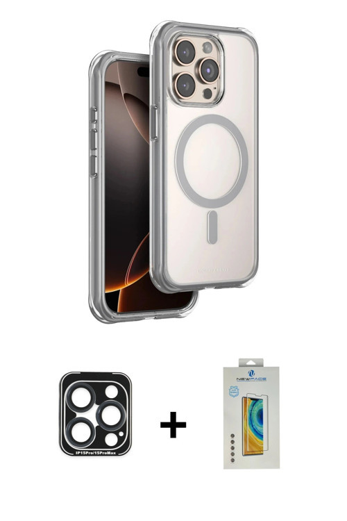 iPhone 15 Pro Max Kılıf Zirve Klasik Prime - Siyah Polymer Nano Ekran Koruyucu + Lacivert PVD M