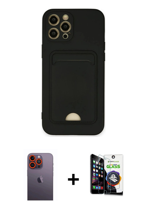ieg™ iPhone 12 Pro Max Kılıf Vadi Çizgi Prime - Şeffaf Temperli Cam Ekran Koruyucu + Turuncu Neon Fo