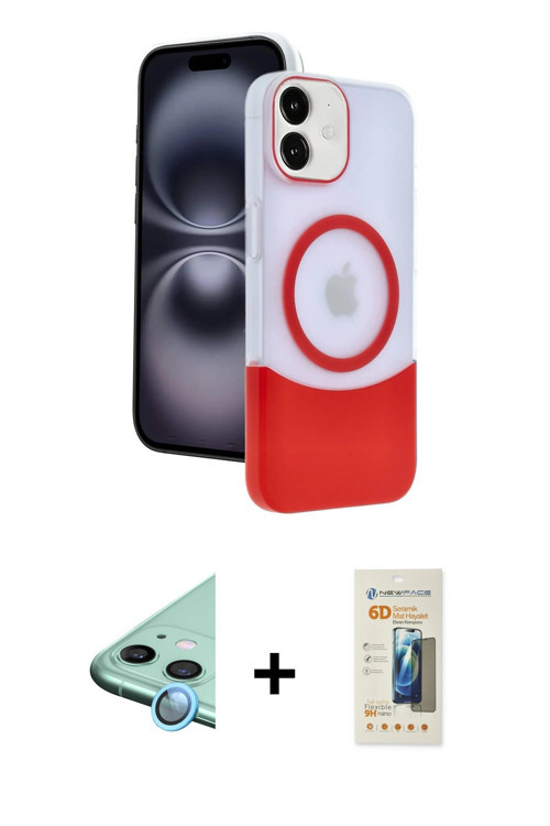 iPhone 11 Kılıf Kozmos Form Özel Seri - Siyah 6D Mat Seramik Hayalet Nano Ekran Koruyucu + Mavi