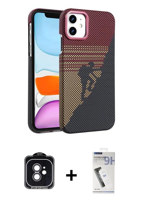 ieg™ iPhone 11 Kılıf Doruk Serisi - Şeffaf Uv Polymer Nano Ekran Koruyucu + Siyah PVD Metal Kamera L