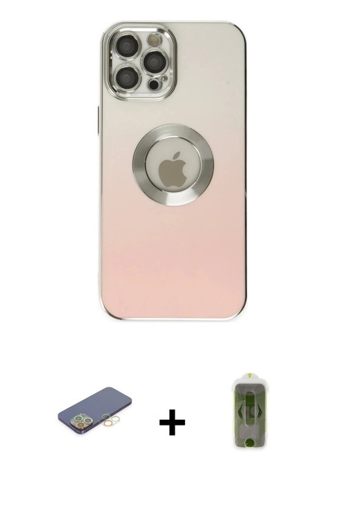 ieg™ iPhone 12 Pro Max Kılıf Kutup Yansıma Özel Seri - Siyah Joko Magic 5D Hayalet Cam + Sarı Renkli