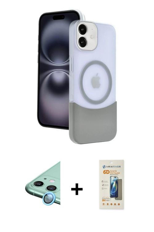 iPhone 11 Kılıf Kozmos Form Özel Seri - Siyah 6D Mat Seramik Hayalet Nano Ekran Koruyucu + Mavi