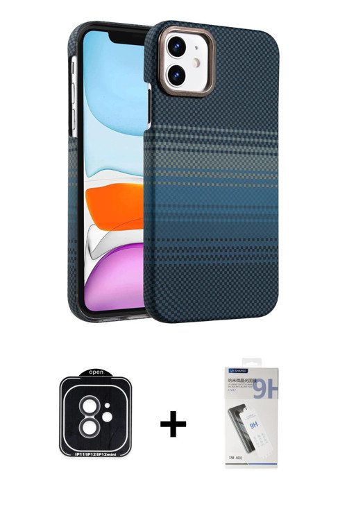 ieg™ iPhone 11 Kılıf Doruk Serisi - Şeffaf Uv Polymer Nano Ekran Koruyucu + Siyah PVD Metal Kamera L