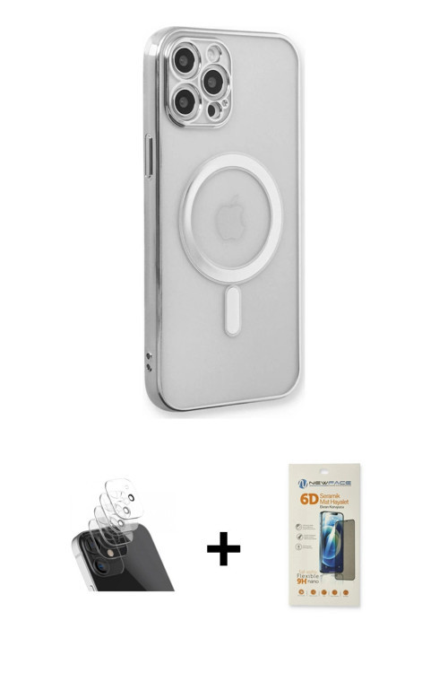 ieg™ iPhone 12 Pro Kılıf Doruk Minimal - Siyah 6D Mat Seramik Hayalet Nano Ekran Koruyucu + Şeffaf K