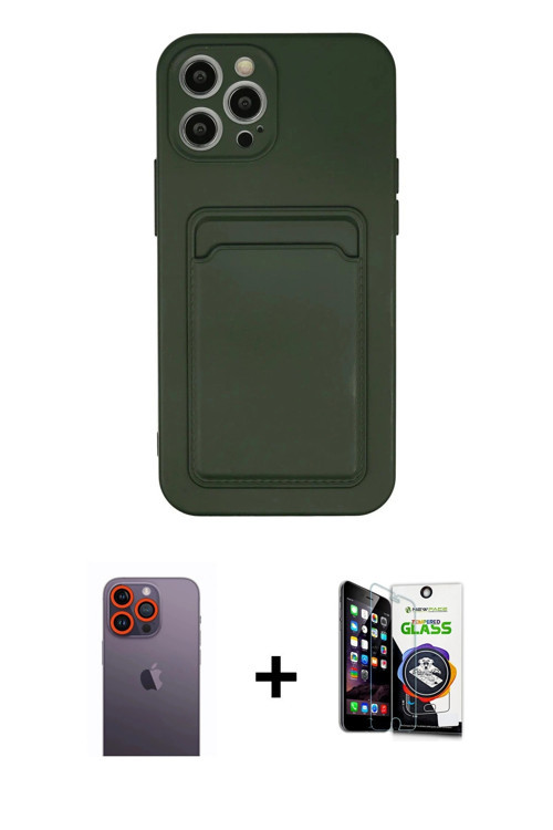 ieg™ iPhone 12 Pro Max Kılıf Vadi Çizgi Prime - Şeffaf Temperli Cam Ekran Koruyucu + Turuncu Neon Fo