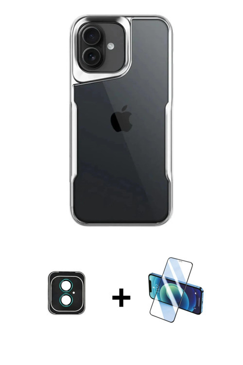 ieg™ iPhone 16 Kılıf Akış Çizgi Koleksiyonu - Siyah 3D Antistatik Seramik Nano Ekran Koruyucu + Yeşi
