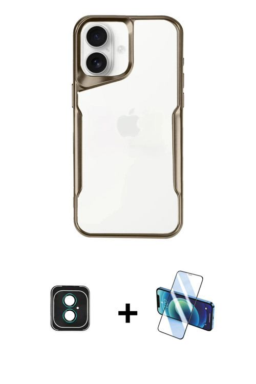 ieg™ iPhone 16 Kılıf Akış Çizgi Koleksiyonu - Siyah 3D Antistatik Seramik Nano Ekran Koruyucu + Yeşi