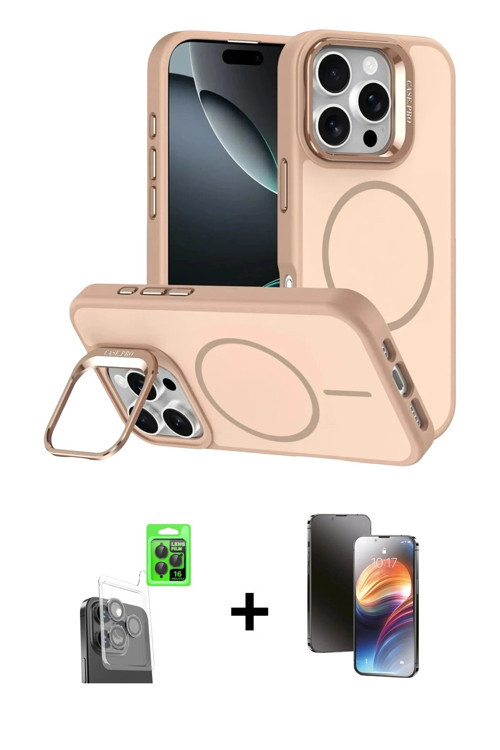ieg™ iPhone 16 Pro Max Kılıf Çekirdek Klasik - Siyah 3D Antistatik Mat Seramik Nano Ekran Koruyucu +