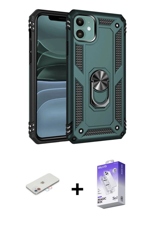 ieg™ iPhone 11 Kılıf Ahenk Klasik Koleksiyonu - Siyah Bilvis 5in1 3D Magic Cam Ekran Koruyucu + Pemb