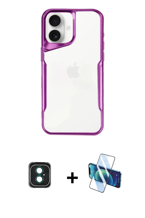 ieg™ iPhone 16 Kılıf Akış Çizgi Koleksiyonu - Siyah 3D Antistatik Seramik Nano Ekran Koruyucu + Yeşi
