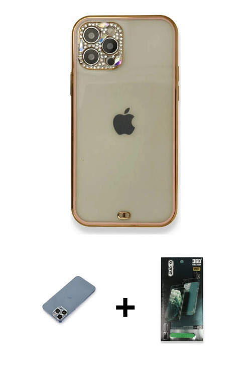 ieg™ iPhone 12 Pro Kılıf Eksen Minimal Koleksiyonu - Siyah 360 Mat Full Body Arka Koruyucu + Gümüş M