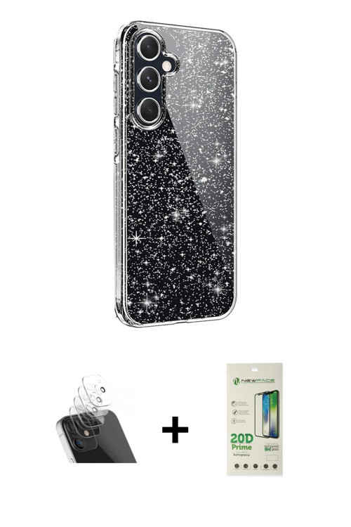 ieg™ Galaxy A14 4G Kılıf Yankı Doku Prime - Siyah 20D Premium Cam Ekran Koruyucu + Şeffaf Kamera Len