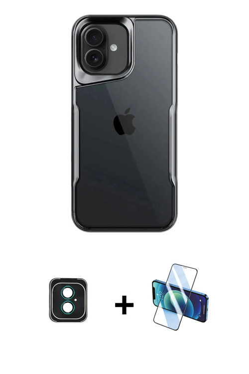 ieg™ iPhone 16 Kılıf Akış Çizgi Koleksiyonu - Siyah 3D Antistatik Seramik Nano Ekran Koruyucu + Yeşi