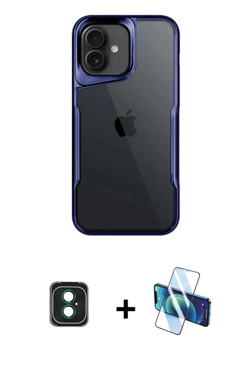 ieg™ iPhone 16 Kılıf Akış Çizgi Koleksiyonu - Siyah 3D Antistatik Seramik Nano Ekran Koruyucu + Yeşi