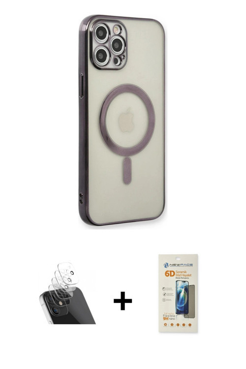 ieg™ iPhone 12 Pro Kılıf Doruk Minimal - Siyah 6D Mat Seramik Hayalet Nano Ekran Koruyucu + Şeffaf K