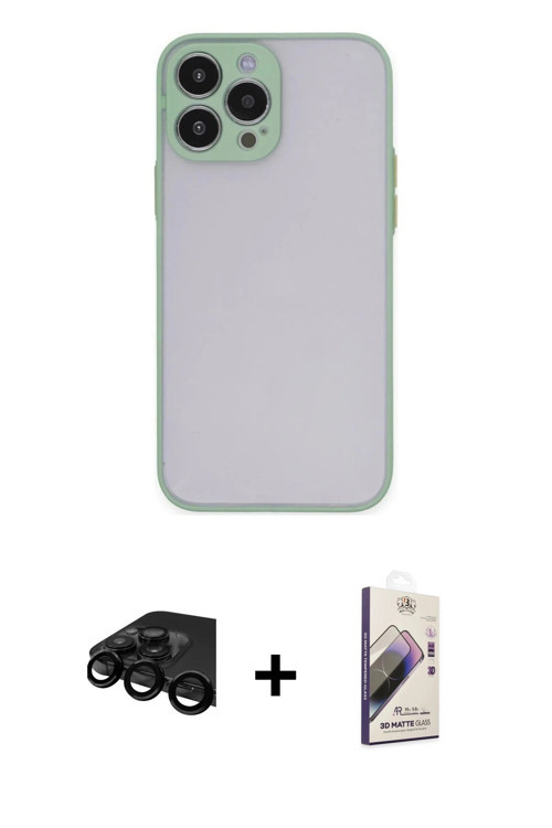 ieg™ iPhone 15 Pro Max Kılıf Ahenk Çizgi Serisi - Siyah Bilvis 3D Mat Cam Ekran Koruyucu + Siyah Raz