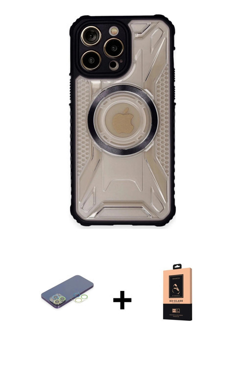 ieg™ iPhone 13 Pro Max Kılıf Kutup Modern - Şeffaf Maxco Cam Ekran Koruyucu + Yeşil Renkli Kamera Le