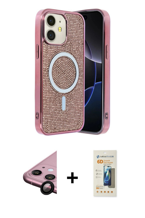 ieg™ iPhone 11 Kılıf Eksen Çizgi - Siyah 6D Mat Seramik Hayalet Nano Ekran Koruyucu + Siyah Raze Met