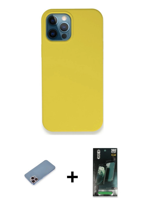 ieg™ iPhone 12 Pro Max Kılıf Zirve Modern Özel Seri - Siyah 360 Mat Full Body Arka Koruyucu + Pembe