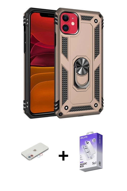ieg™ iPhone 11 Kılıf Ahenk Klasik Koleksiyonu - Siyah Bilvis 5in1 3D Magic Cam Ekran Koruyucu + Pemb