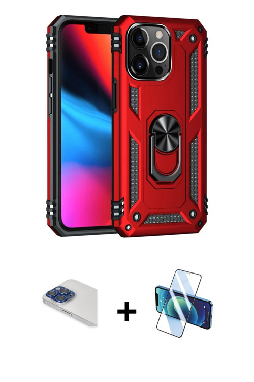 ieg™ iPhone 13 Pro Max Kılıf Ahenk Klasik Koleksiyonu - Siyah 3D Antistatik Cam Ekran Koruyucu + Lac