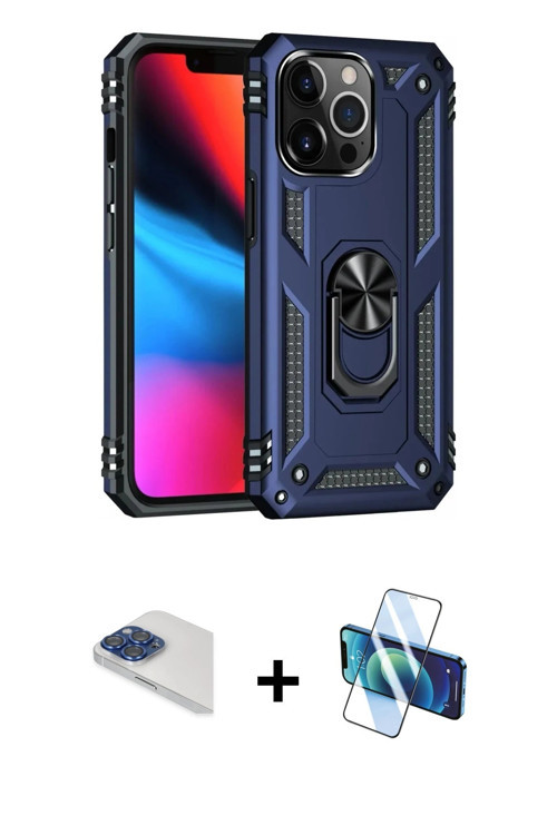 ieg™ iPhone 13 Pro Max Kılıf Ahenk Klasik Koleksiyonu - Siyah 3D Antistatik Cam Ekran Koruyucu + Lac