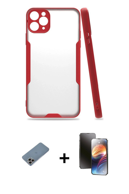 iPhone 11 Pro Kılıf Atlas Asil Serisi - Siyah 3D Antistatik Mat Seramik Nano Ekran Koruyucu + G