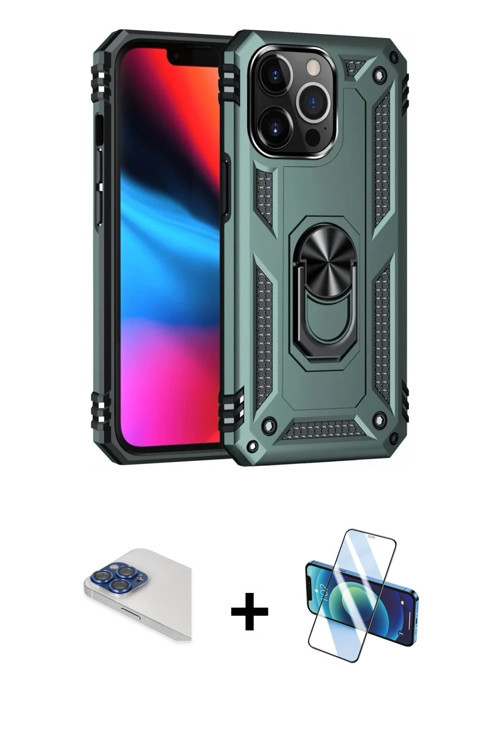 ieg™ iPhone 13 Pro Max Kılıf Ahenk Klasik Koleksiyonu - Siyah 3D Antistatik Cam Ekran Koruyucu + Lac