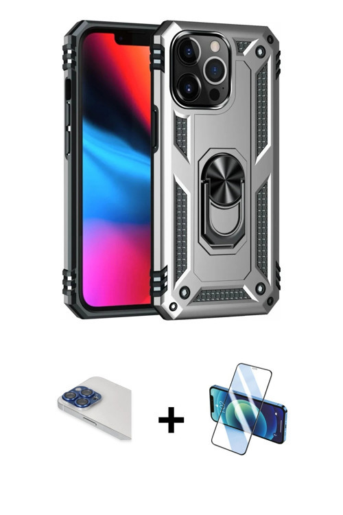 ieg™ iPhone 13 Pro Max Kılıf Ahenk Klasik Koleksiyonu - Siyah 3D Antistatik Cam Ekran Koruyucu + Lac