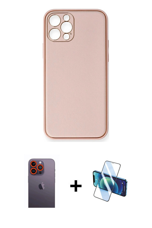 ieg™ iPhone 12 Pro Kılıf Yadigar Klasik - Siyah 3D Antistatik Seramik Nano Ekran Koruyucu + Turuncu