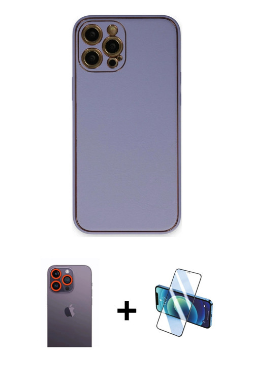 ieg™ iPhone 12 Pro Kılıf Yadigar Klasik - Siyah 3D Antistatik Seramik Nano Ekran Koruyucu + Turuncu