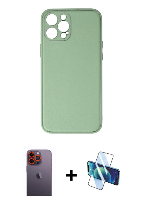 ieg™ iPhone 12 Pro Kılıf Yadigar Klasik - Siyah 3D Antistatik Seramik Nano Ekran Koruyucu + Turuncu