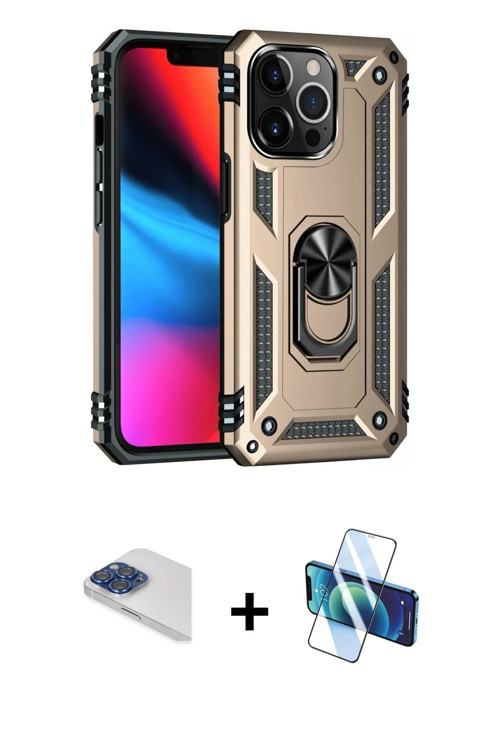 ieg™ iPhone 13 Pro Max Kılıf Ahenk Klasik Koleksiyonu - Siyah 3D Antistatik Cam Ekran Koruyucu + Lac