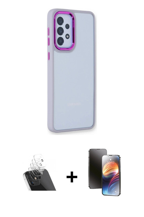ieg™ Galaxy A73 5G Kılıf Eksen Doku Prime - Siyah 3D Antistatik Mat Seramik Nano Ekran Koruyucu + Şe