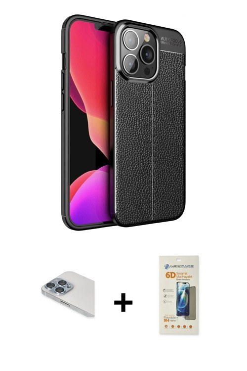 ieg™ iPhone 13 Pro Max Kılıf Doruk Klasik Özel Seri - Siyah 6D Mat Seramik Hayalet Nano Ekran Koruyu