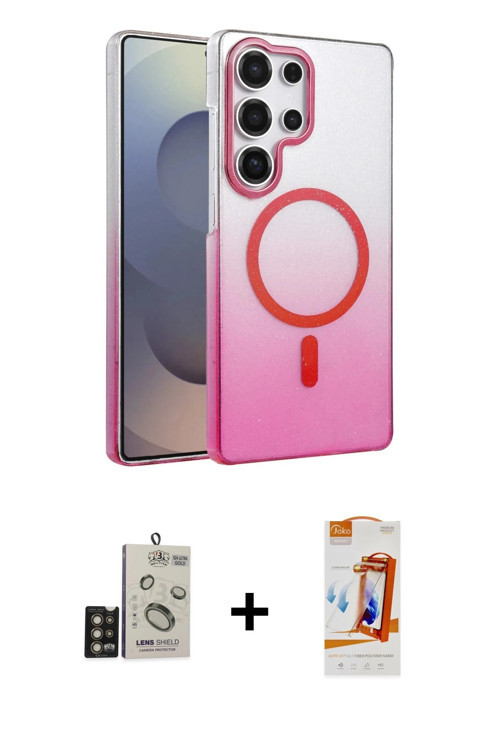 ieg™ Galaxy S24 Ultra Kılıf Ahenk Doku Özel Seri - Siyah AutoKit 5in1 Fiber Polymer Nano Ekran Koruy