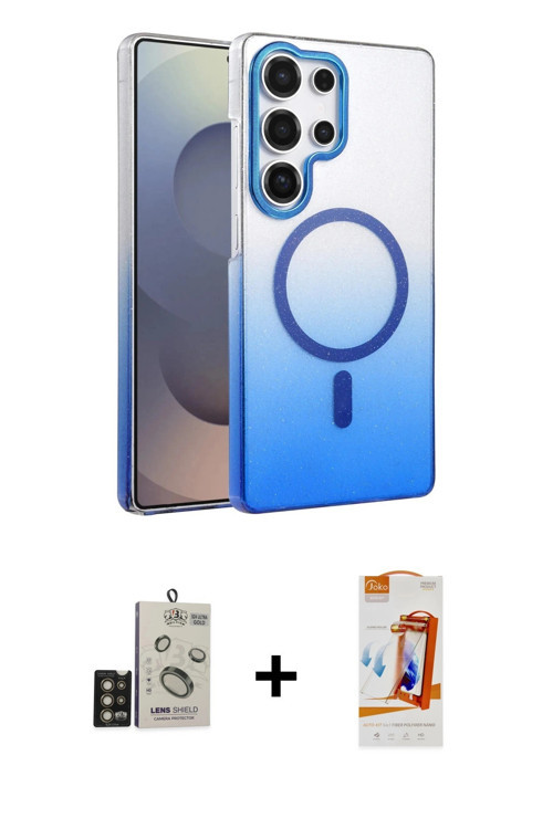 ieg™ Galaxy S24 Ultra Kılıf Ahenk Doku Özel Seri - Siyah AutoKit 5in1 Fiber Polymer Nano Ekran Koruy