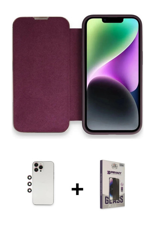 ieg™ iPhone 13 Pro Max Kılıf Siluet Minimal Serisi - Siyah Bilvis Hayalet Cam Ekran Koruyucu + Gökku
