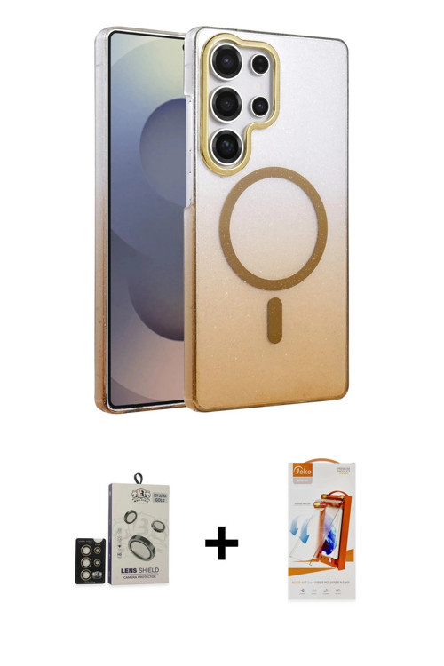 ieg™ Galaxy S24 Ultra Kılıf Ahenk Doku Özel Seri - Siyah AutoKit 5in1 Fiber Polymer Nano Ekran Koruy