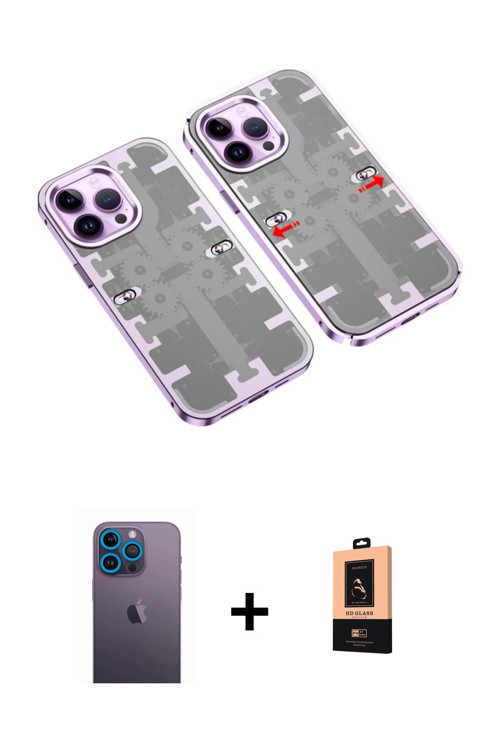 ieg™ iPhone 13 Pro Max Kılıf Ufuk Doku Prime - Şeffaf Maxco Cam Ekran Koruyucu + Mavi Neon Fosforlu